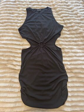 PrettyLittleThing Black Sleeveless Ring Cutout Mini Dress